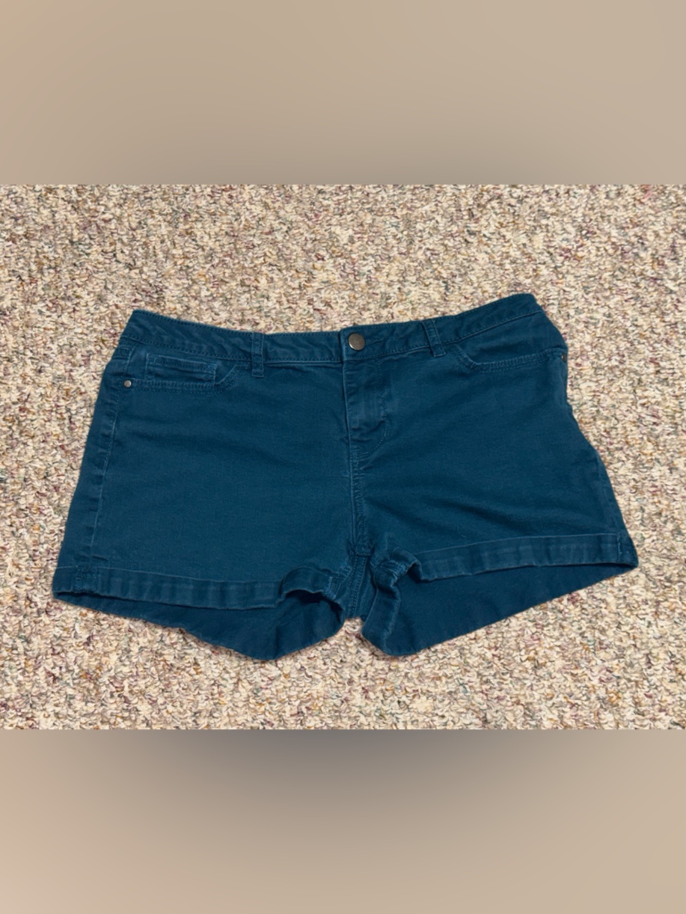 Women's size 12‎ LC Lauren Conrad aqua Denim-Look Shorties summer sun beach